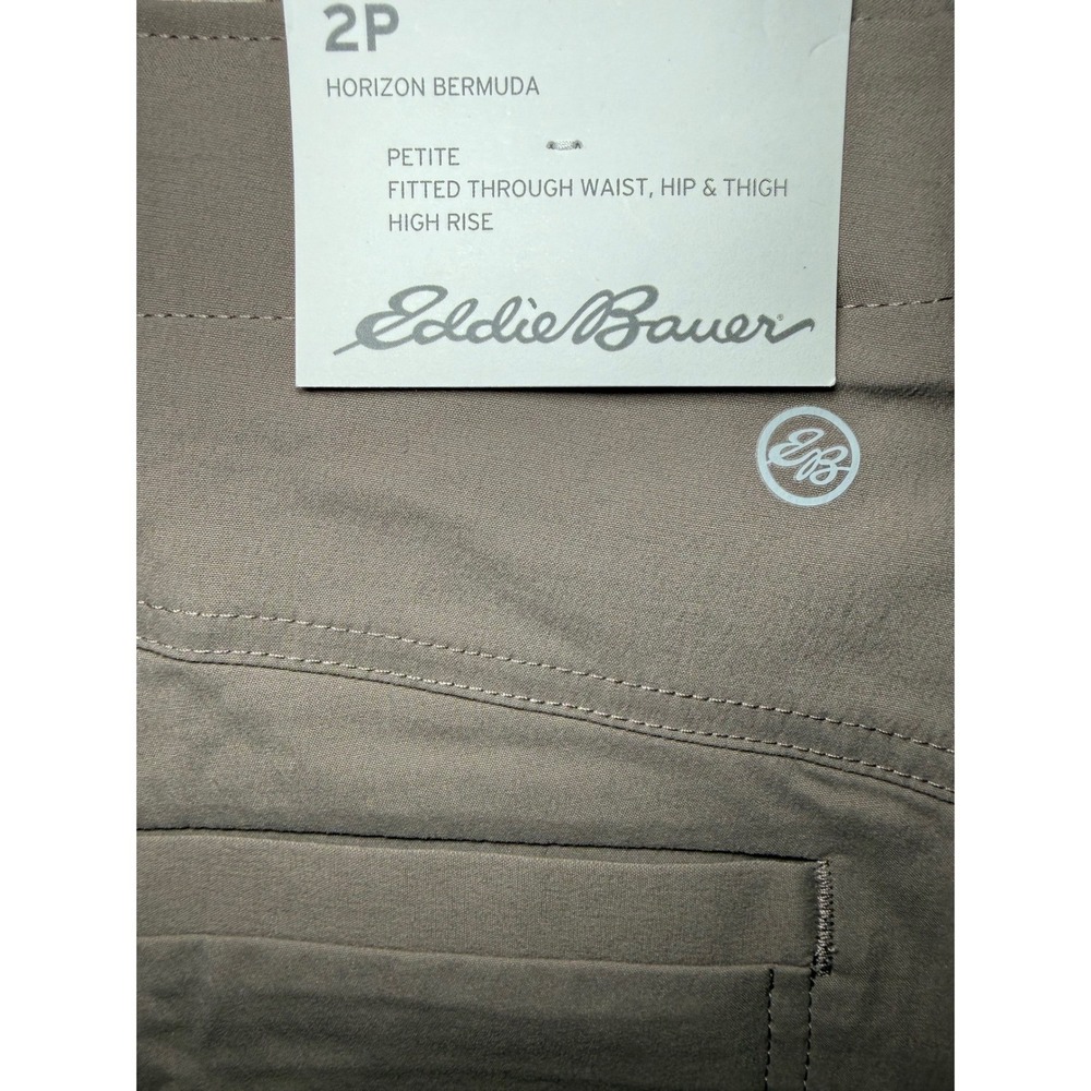 Eddie Bauer Bermuda High Rise Hiking Shorts Women Size 2P Brown NWT - Picture 4 of 9